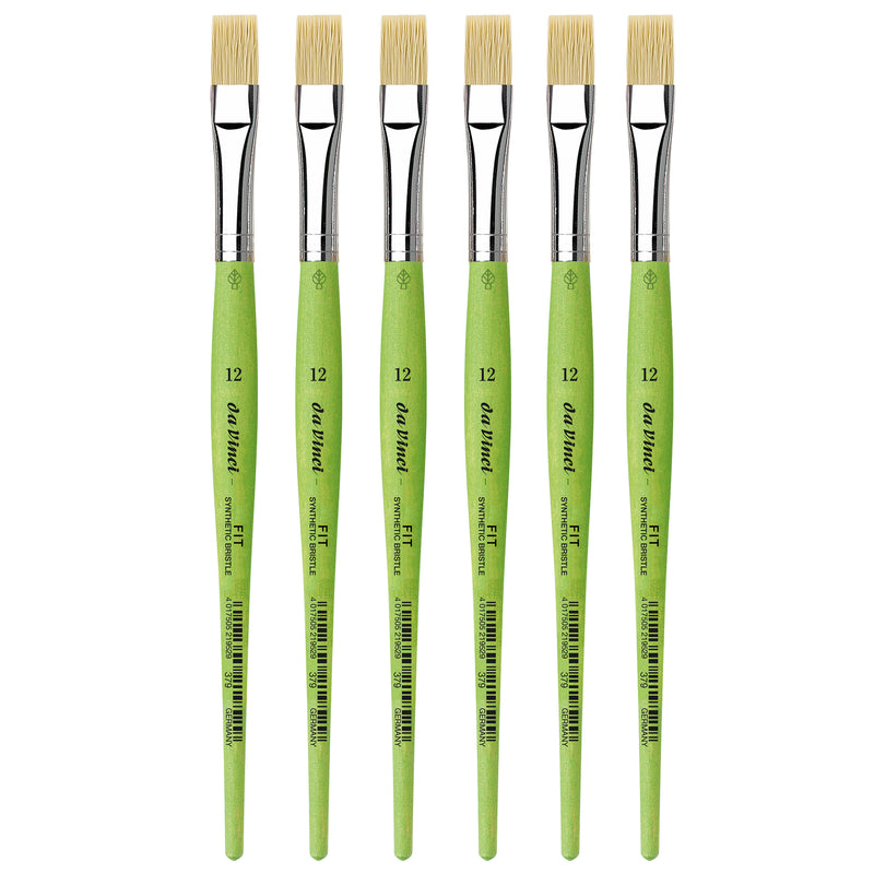 FIT Synthetics Student Brush, Synthetic, Acrylic & Oil, Flat, Series 379, Size 12, Pack of 6
