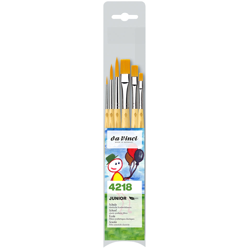 JUNIOR Synthetics Student Brushes, Synthetic, Acrylic & Tempera, Assorted, 6 Brush Set