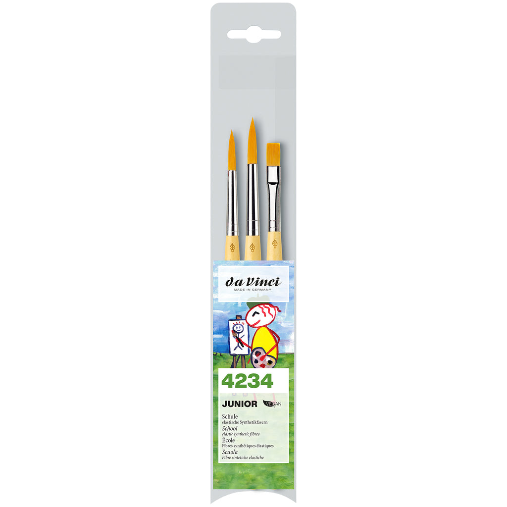 JUNIOR Synthetics Student Brushes, Synthetic, Acrylic & Tempera, Assorted, 3 Brush Set
