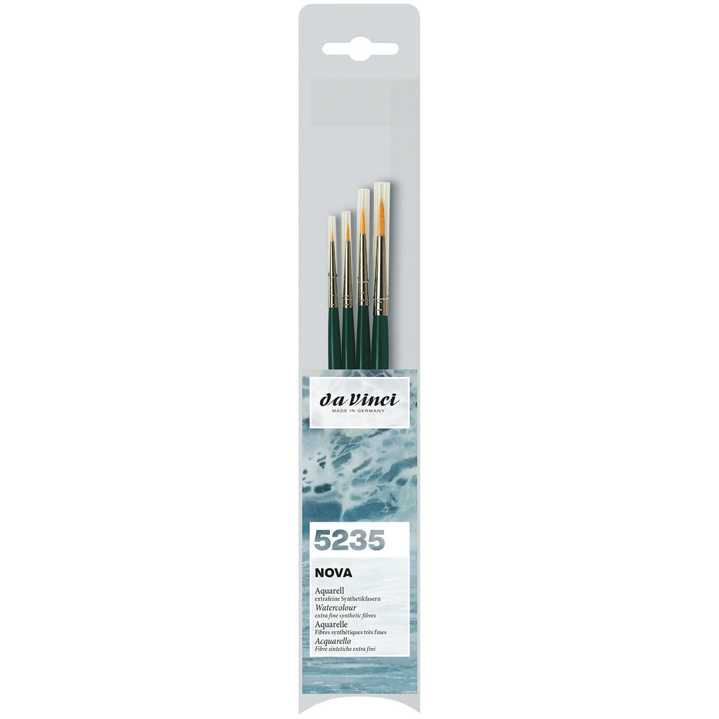 NOVA Model Painting Brushes, Synthetic, All Paint Types, Round, Series 1570, Assorted Sizes, 4 Brush Set