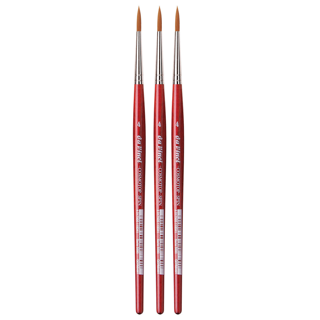 COSMOTOP-SPIN Silkpainting Brush, Synthetic, Watercolor, Round, Size 4, Pack of 3