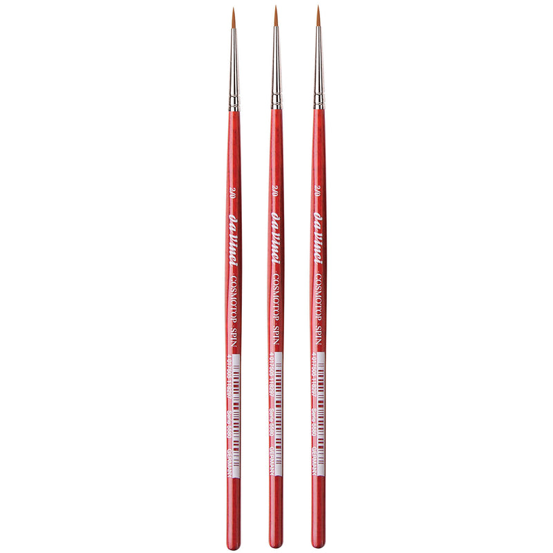 COSMOTOP-SPIN Silkpainting Brush, Synthetic, Watercolor, Round, Size -2, Pack of 3
