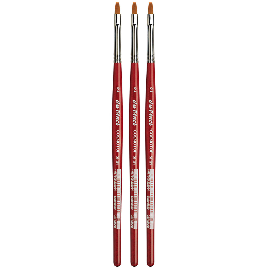 COSMOTOP-SPIN Silkpainting Brush, Synthetic, Watercolor, Flat, Size 2, Pack of 3