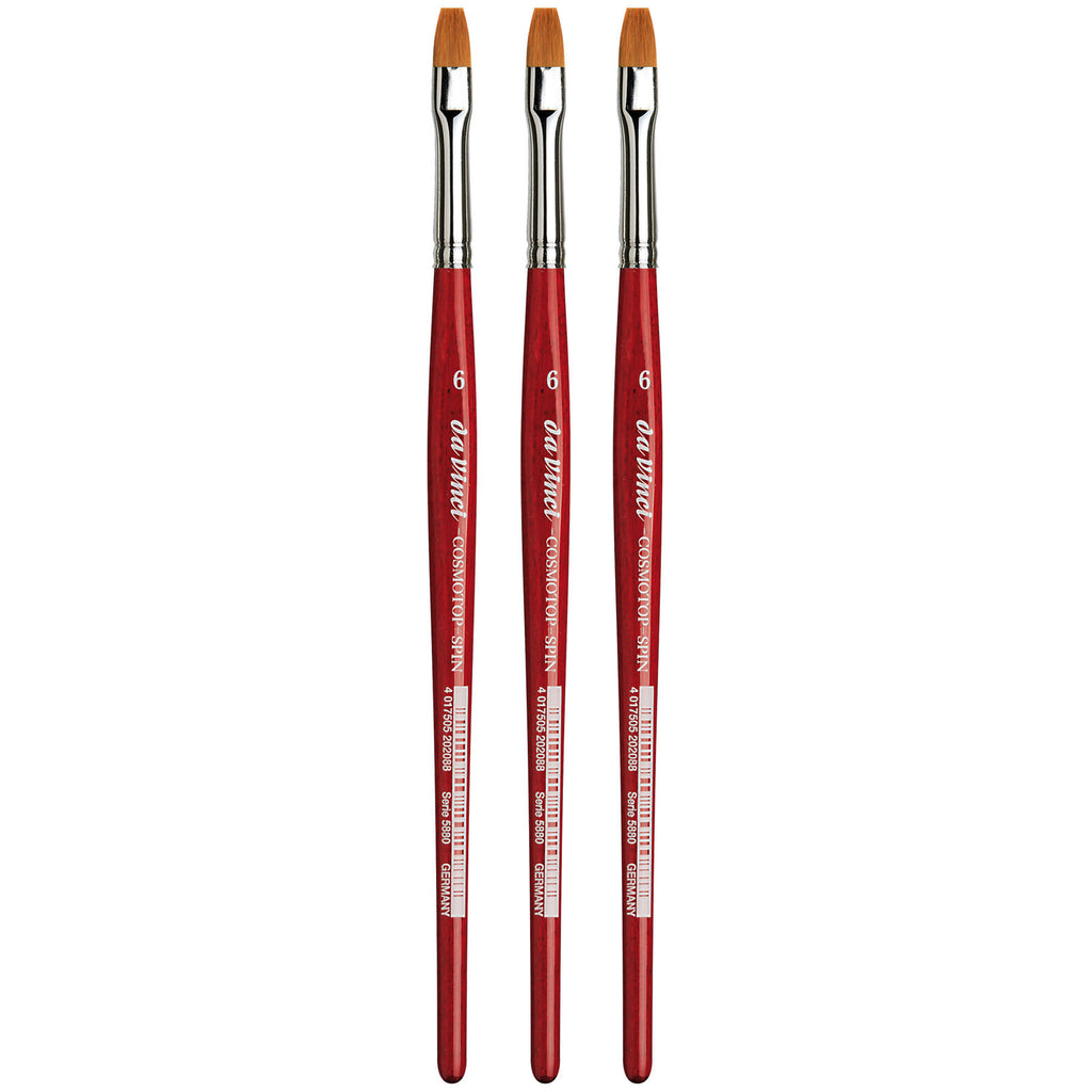 COSMOTOP-SPIN Silkpainting Brush, Synthetic, Watercolor, Flat, Size 6, Pack of 3