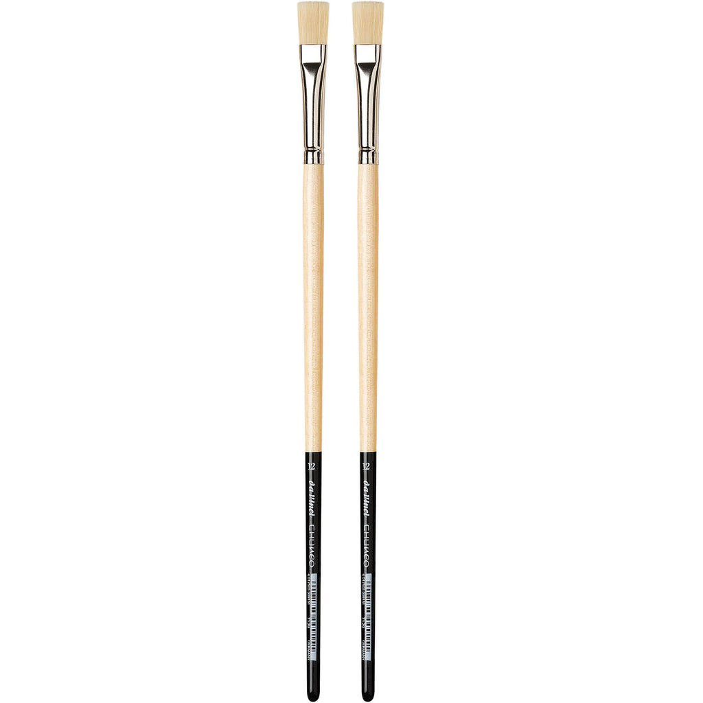 CHUNEO Synthetic Hog Bristle, Oil, Flat, Series 7129, Size 12, Pack of 2