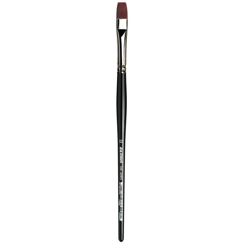 TOP-ACRYL Bright Red-Brown Brush, Synthetic, Acrylic & Oil, Flat, Series 7185K, Size 12