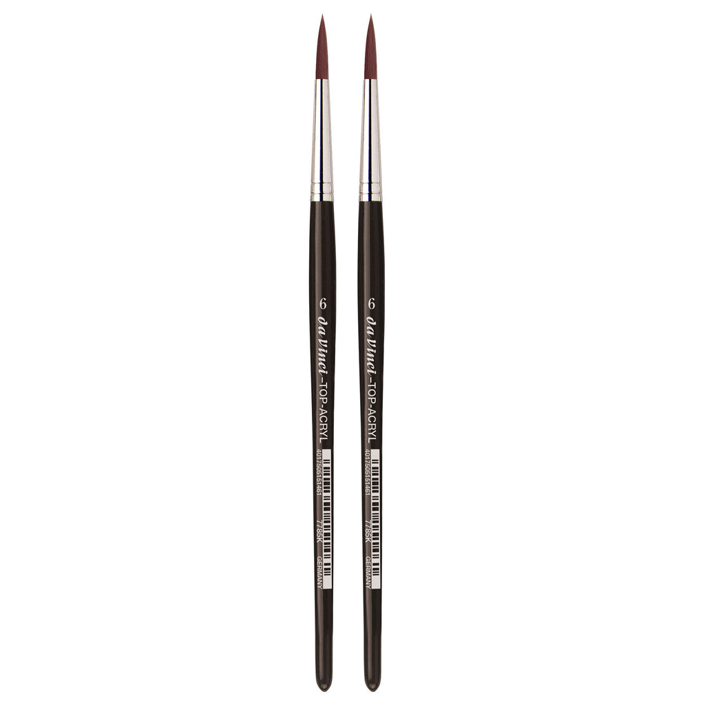 TOP-ACRYL Red-Brown Brush, Synthetic, Acrylic & Oil, Round, Series 7785K, Size 6, Pack of 2