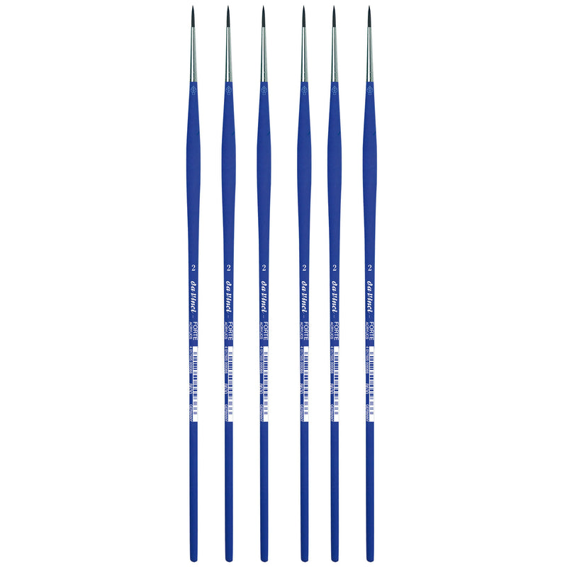 FORTE-Acrylics Student Brush, Synthetic, Acrylic & Oil, Round, Series 8630, Size 2, Pack of 6