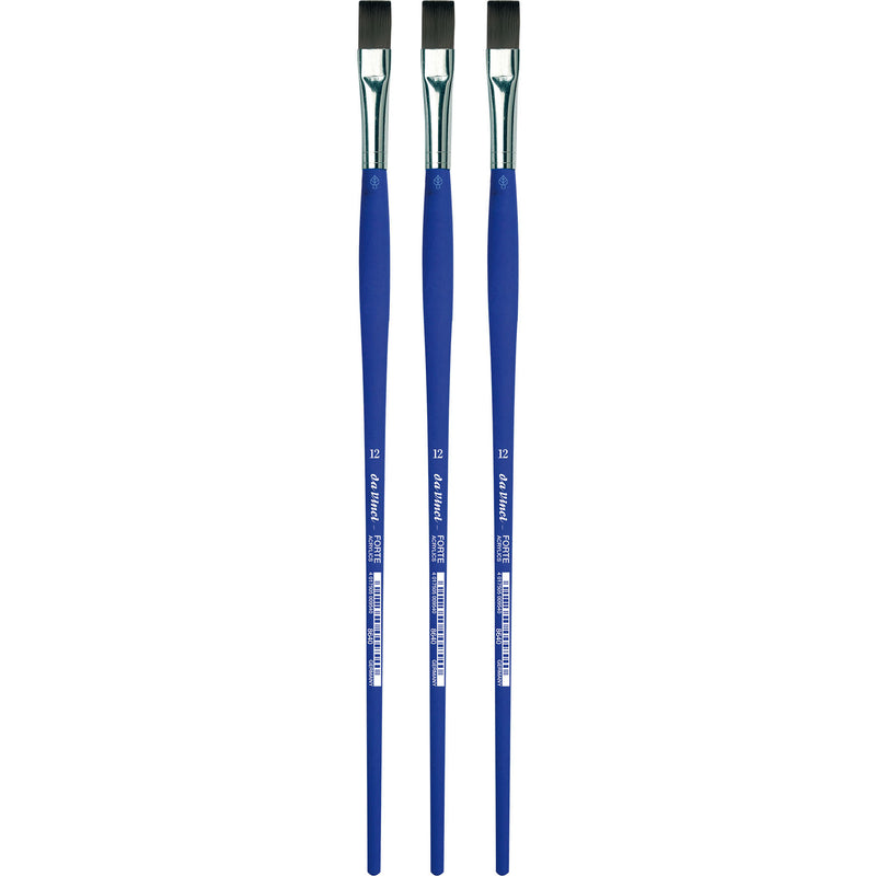 FORTE-Acrylics Student Brush, Synthetic, Acrylic & Oil, Flat, Series 8640, Size 12, Pack of 3