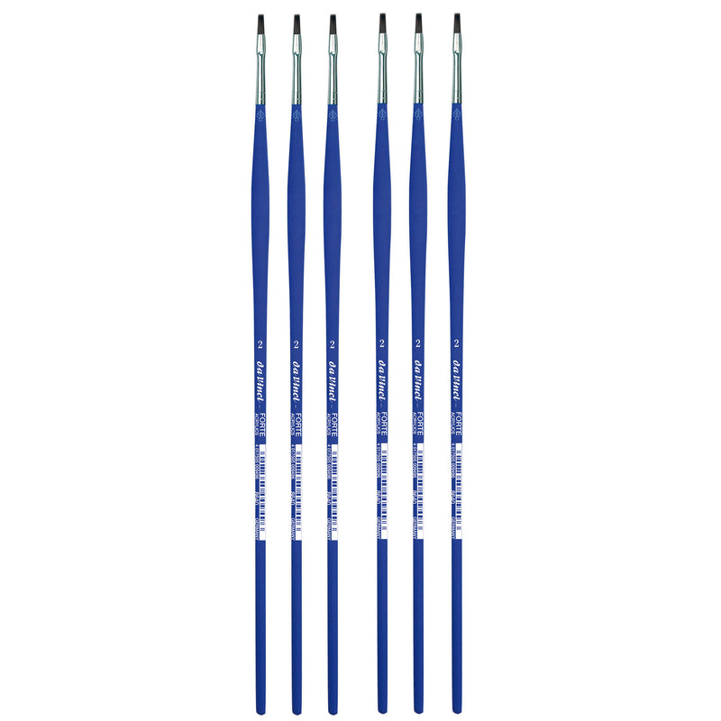 FORTE-Acrylics Student Brush, Synthetic, Acrylic & Oil, Flat, Series 8640, Size 2, Pack of 6