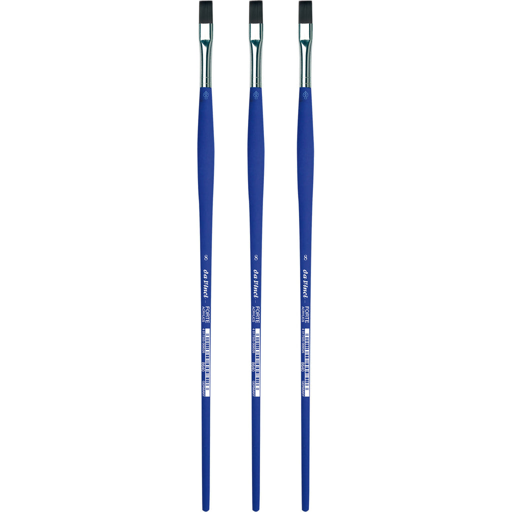 FORTE-Acrylics Student Brush, Synthetic, Acrylic & Oil, Flat, Series 8640, Size 8, Pack of 3