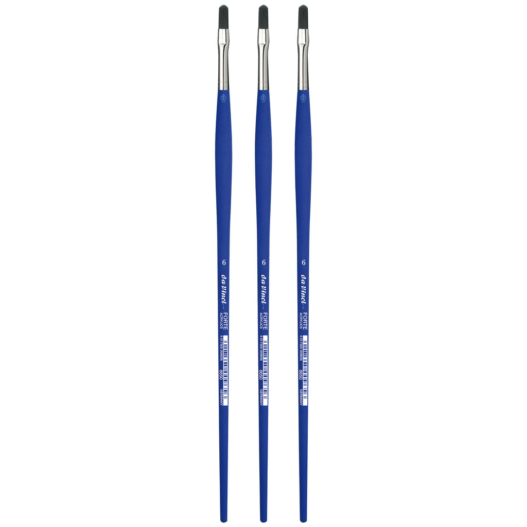 FORTE-Acrylics Student Brush, Synthetic, Acrylic & Oil, Filbert, Series 8650, Size 6, Pack of 3