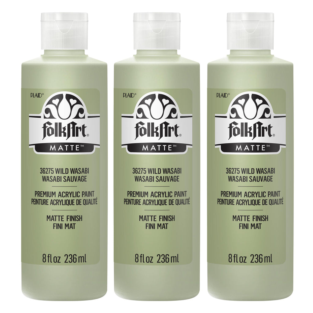 Acrylic Paint Matte, 8oz., Wild Wasabi, Pack of 3