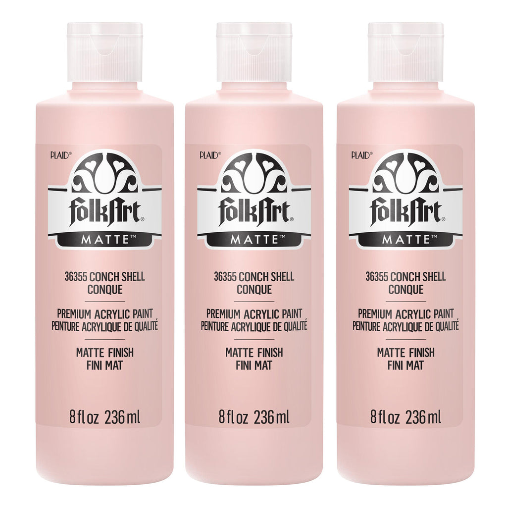 Acrylic Paint Matte, 8oz., Conch Shell, Pack of 3