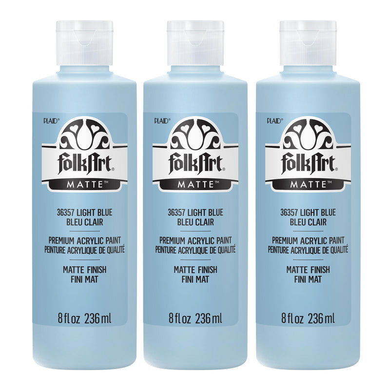 Acrylic Paint Matte, 8oz., Light Blue, Pack of 3