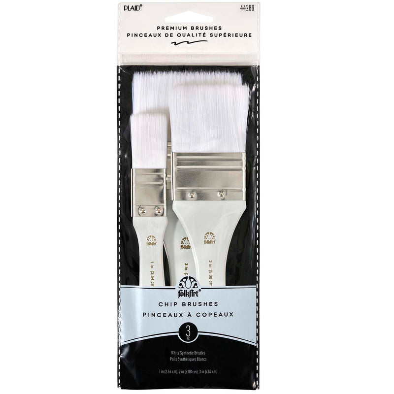 Folkart Chip Brushes 3ct Wht Nylon