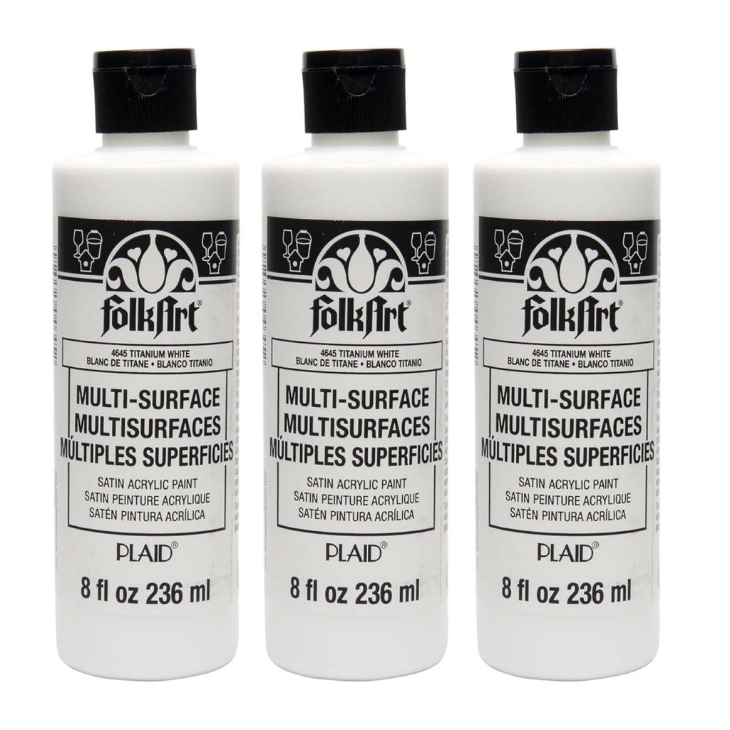 Acrylic Paint Multi-Surface Satin, 8oz., Titanium White, Pack of 3