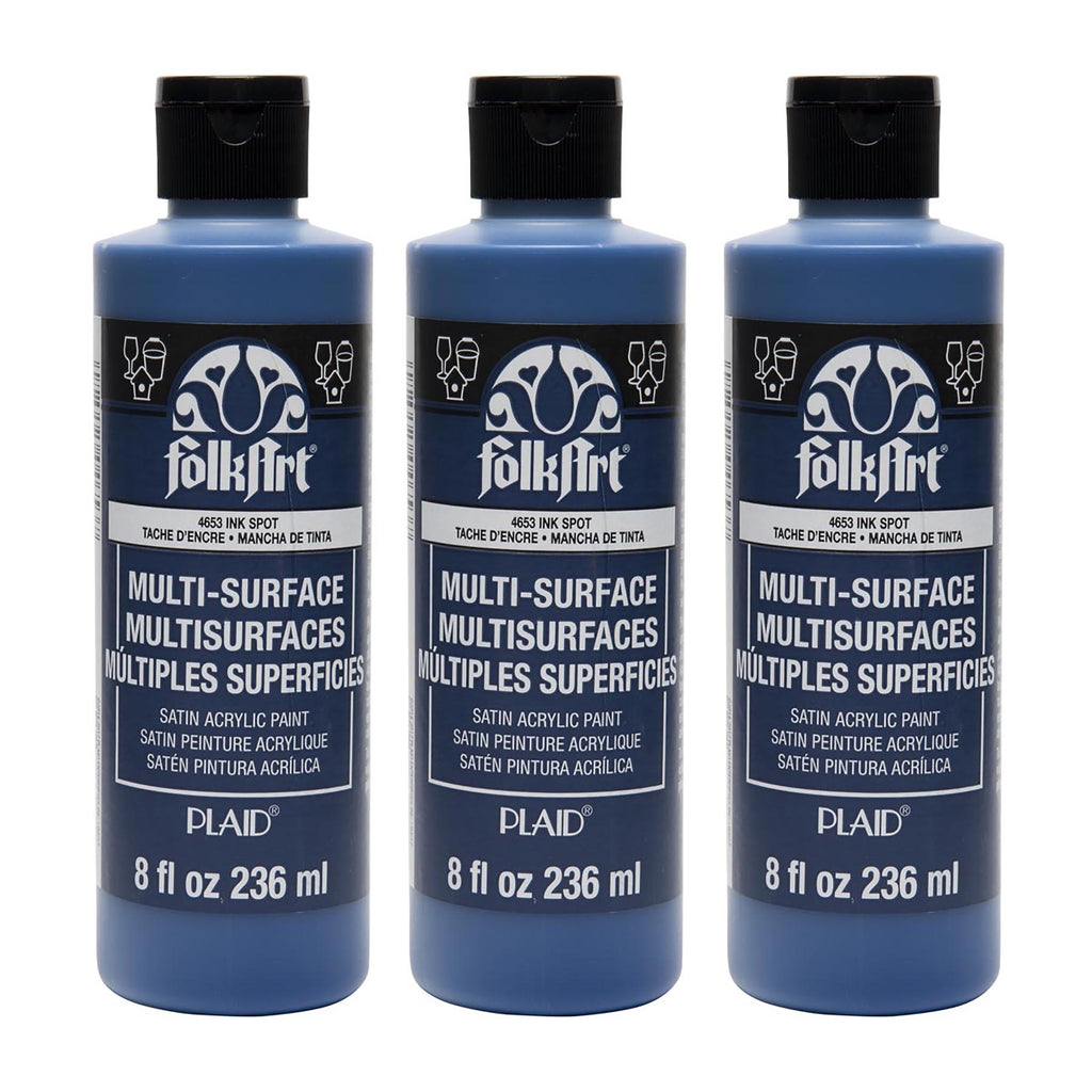 Acrylic Paint Multi-Surface Satin, 8oz., Ink Spot, Pack of 3