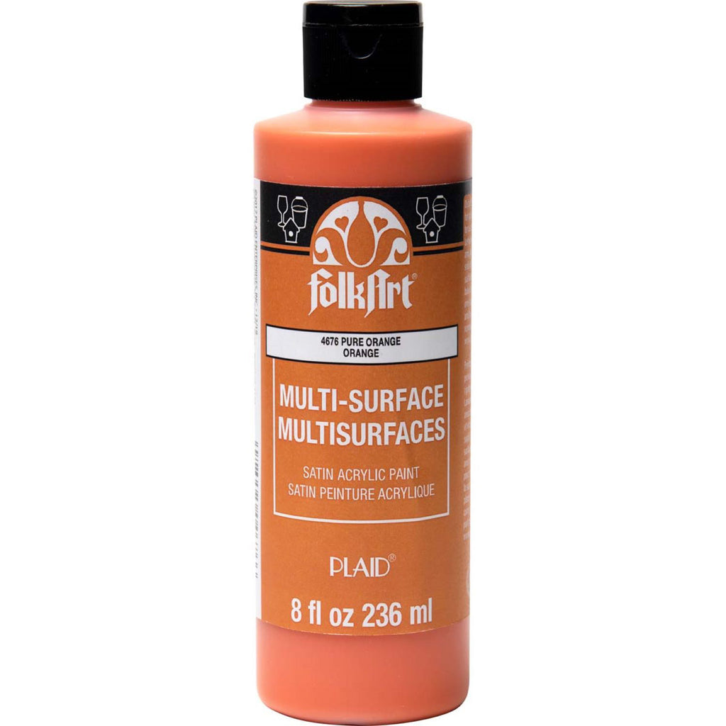 Acrylic Paint Satin Pure Orange 8oz Folkart Multisurface