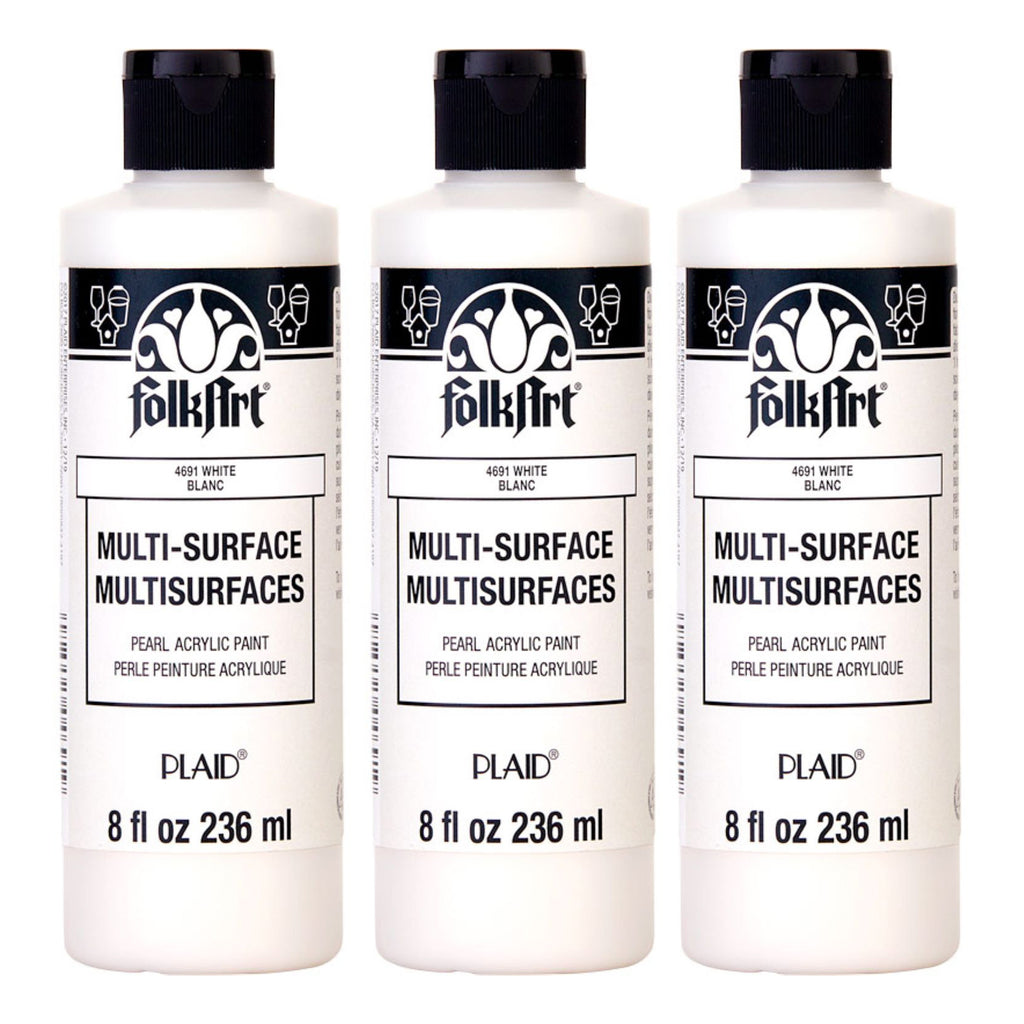 Acrylic Paint Multi-Surface, 8oz., Pearl White, Pack of 3