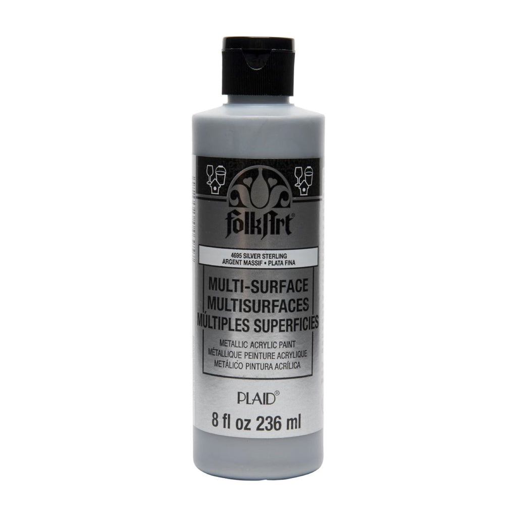 Acrylic Paint Silver Sterling 8oz Folkart Metallic