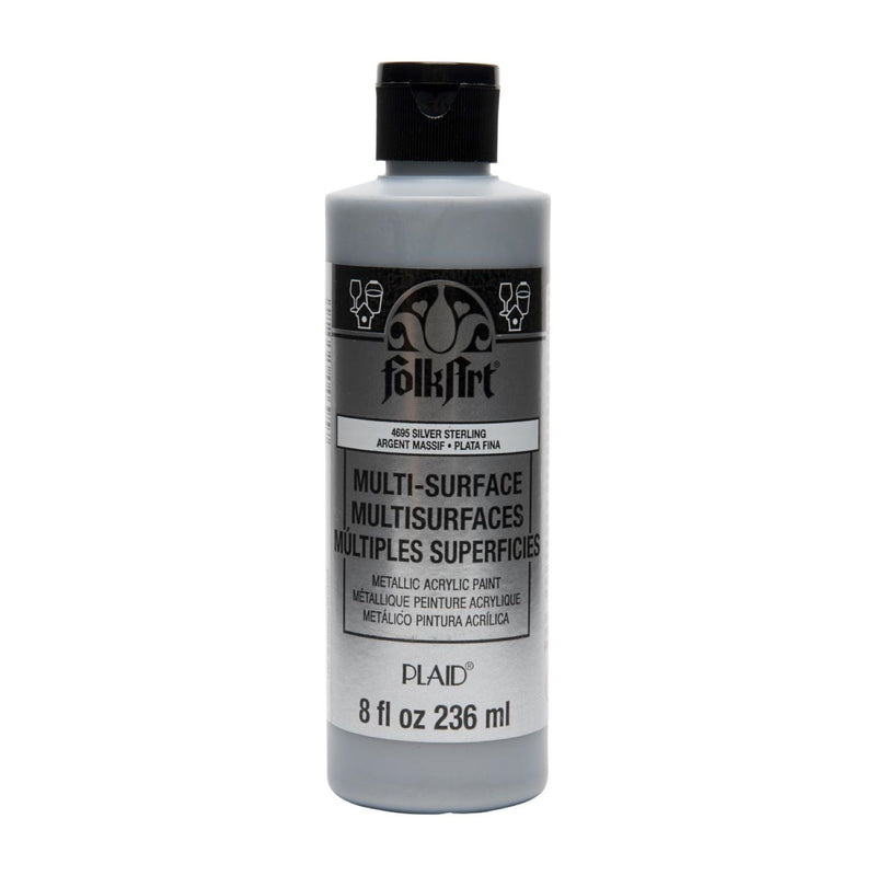 Acrylic Paint Silver Sterling 8oz Folkart Metallic