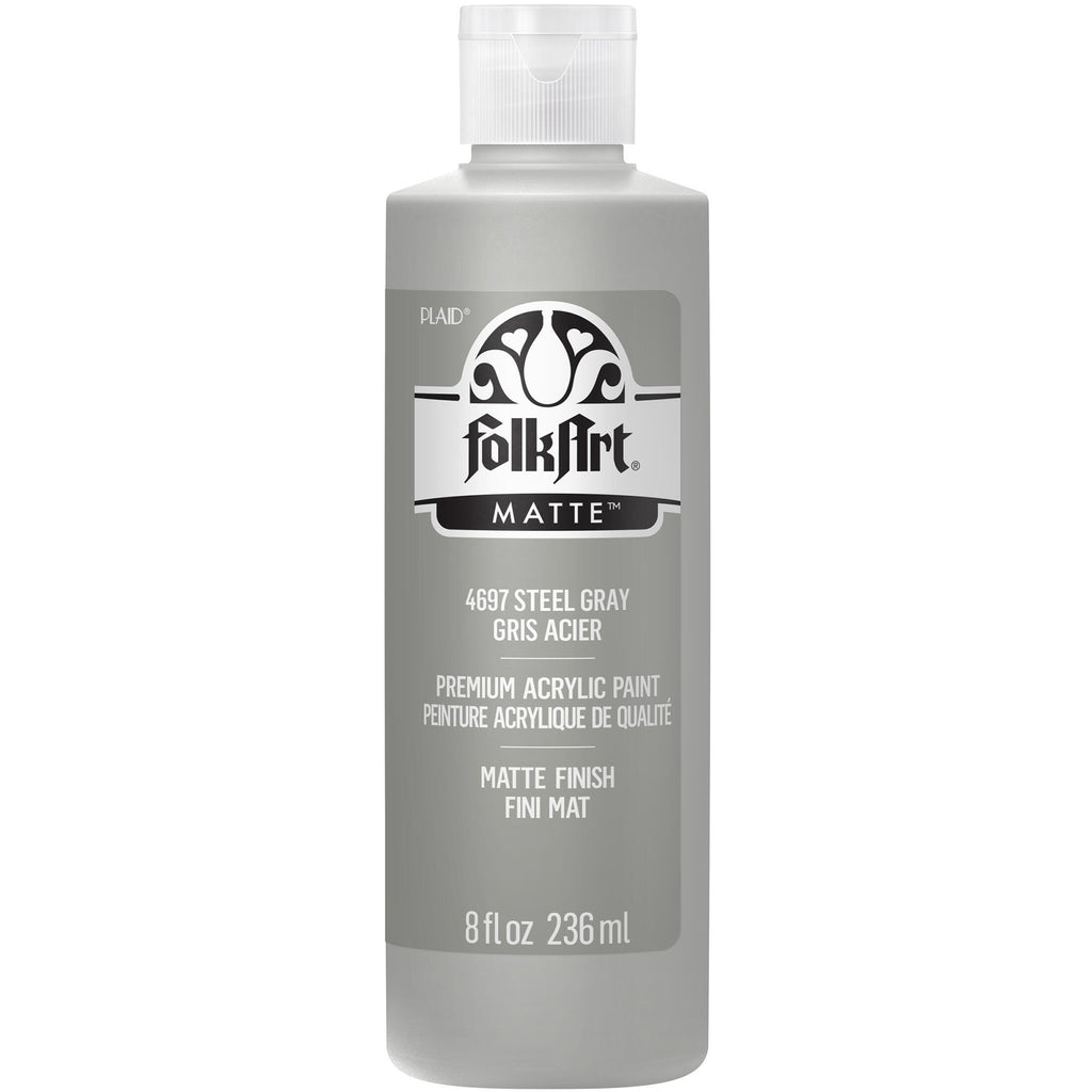 Acrylic Paint Matte Steel Gray 8oz Folkart