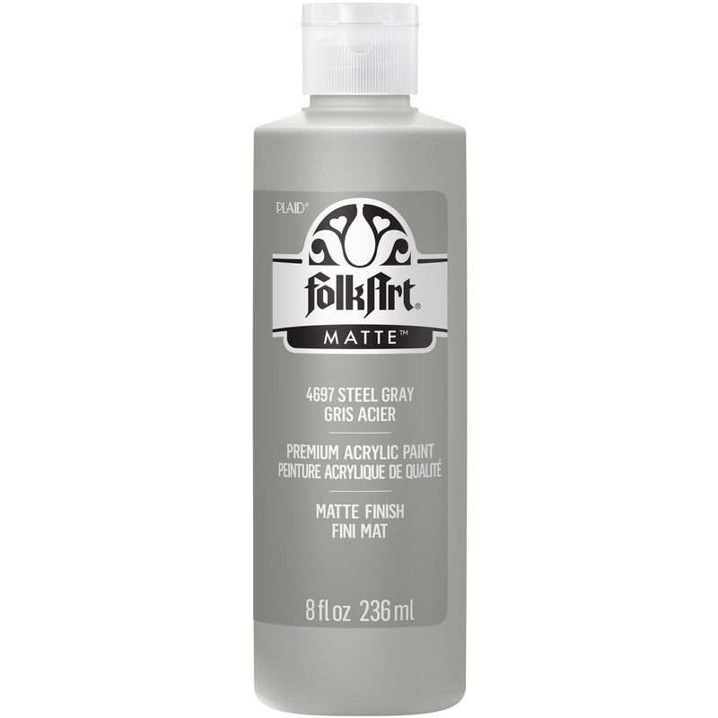 Acrylic Paint Matte Steel Gray 8oz Folkart