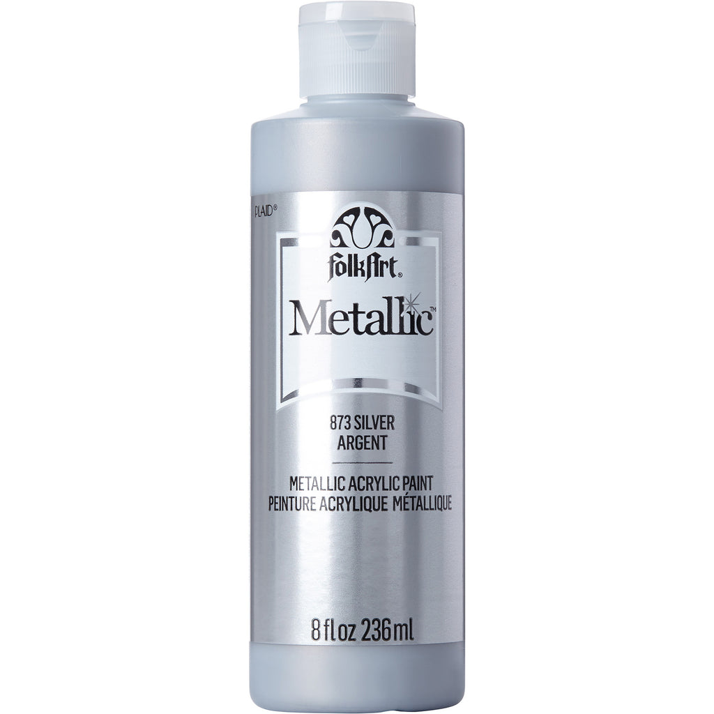 Acrylic Paint Metallic Silver 8oz Folkart