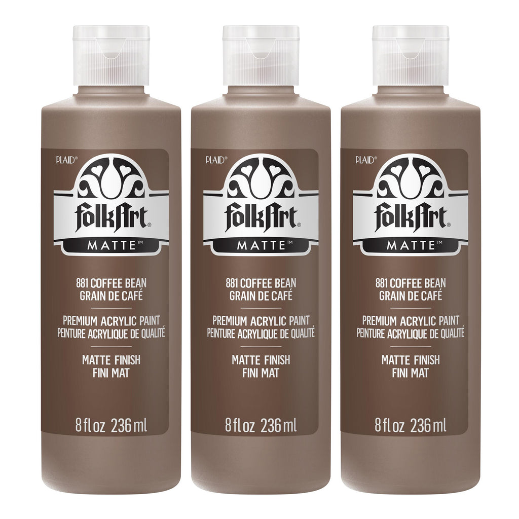 Acrylic Paint Matte, 8oz., Coffee Bean, Pack of 3