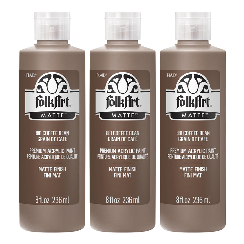 Acrylic Paint Matte, 8oz., Coffee Bean, Pack of 3
