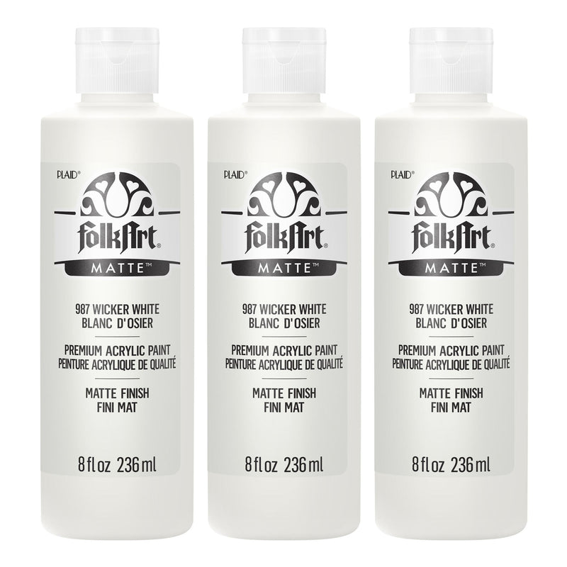Acrylic Paint Matte, 8oz., Wicker White, Pack of 3