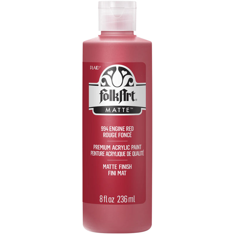 Acrylic Paint Matte Engine Red 8oz Folkart