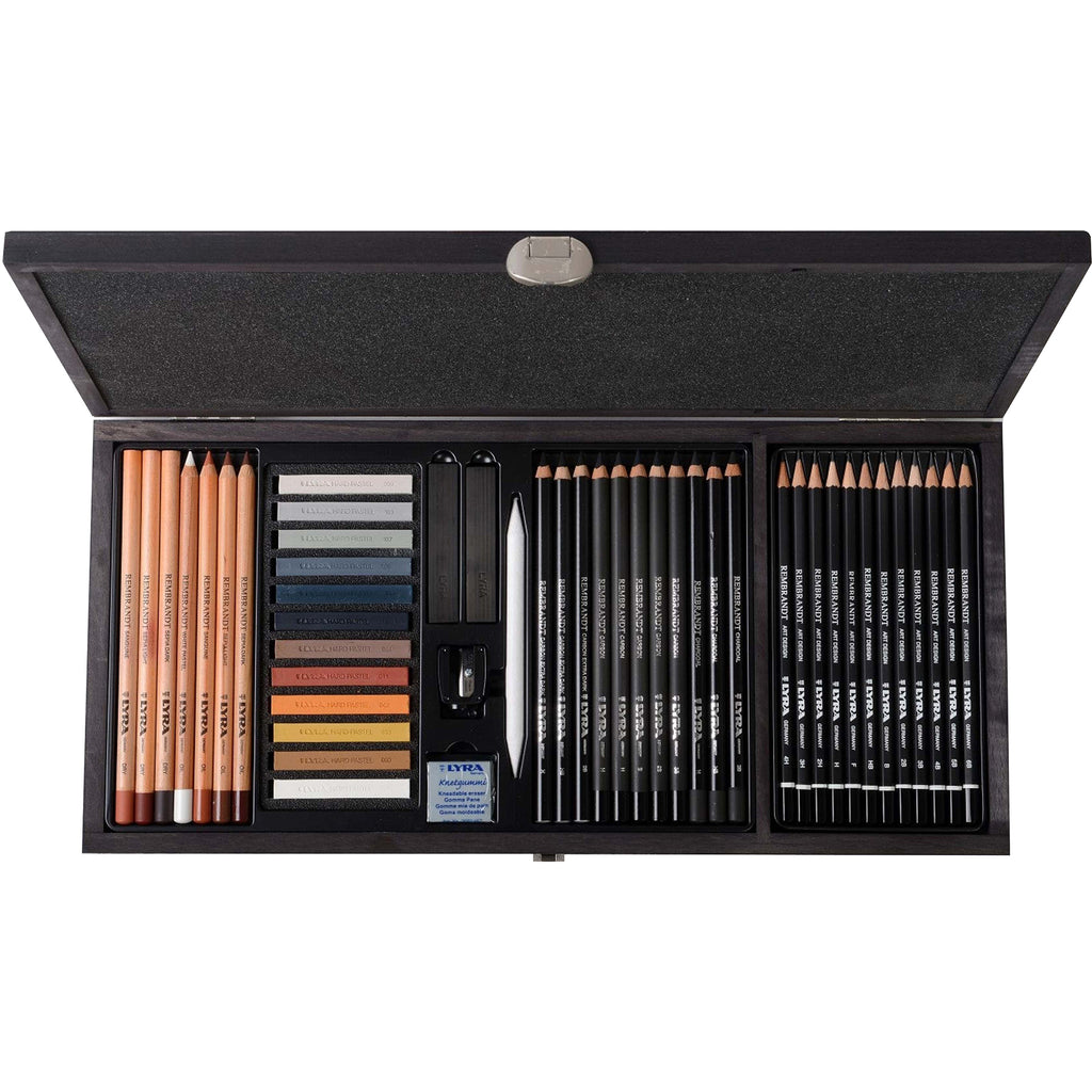 Art Specials Drawing Box Set, Wooden Case, Artist Pencils & Pastels, Assorted Colors, 47 Pieces