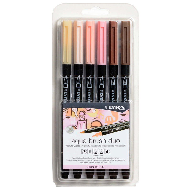 Aqua Brush Duo Markers 6ct Natural & Tan Assorted