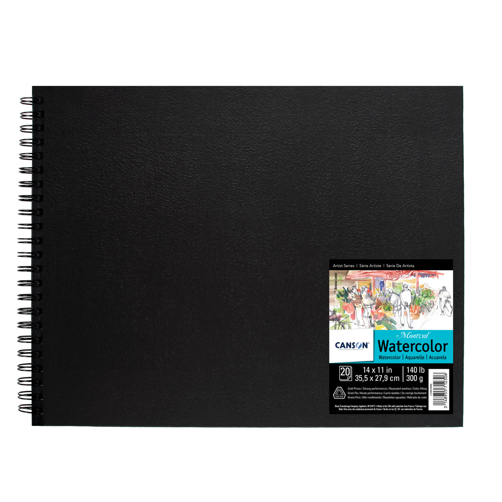 Artist Series Montval Watercolor Art Book, Black Cover, Side Wire Binding, 20 Sheet, 14x11 inch, 1 Count