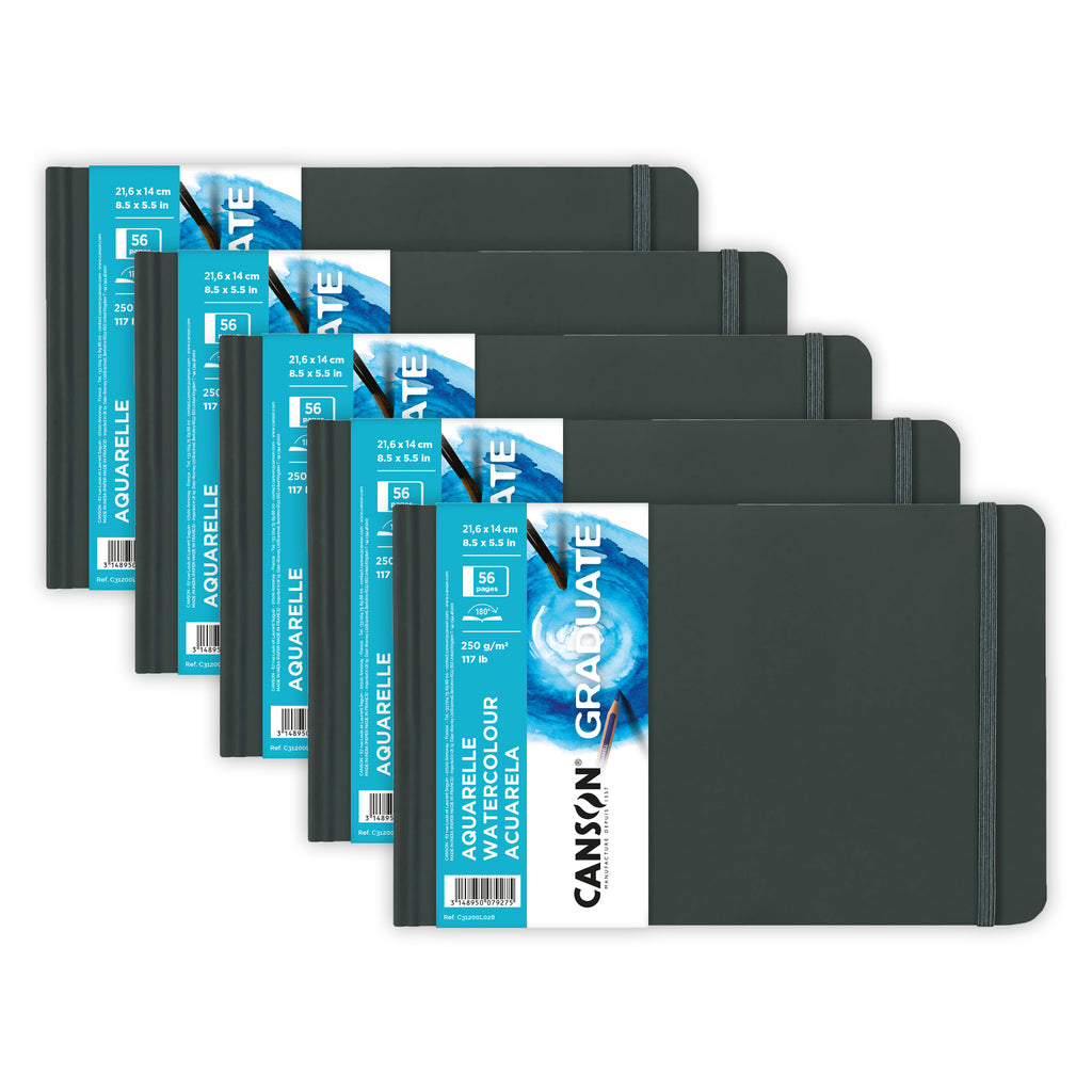 Graduate Watercolor Art Book, Hard Cover Binding, 28 Sheet, 8.5x5.5 inch, Pack of 5