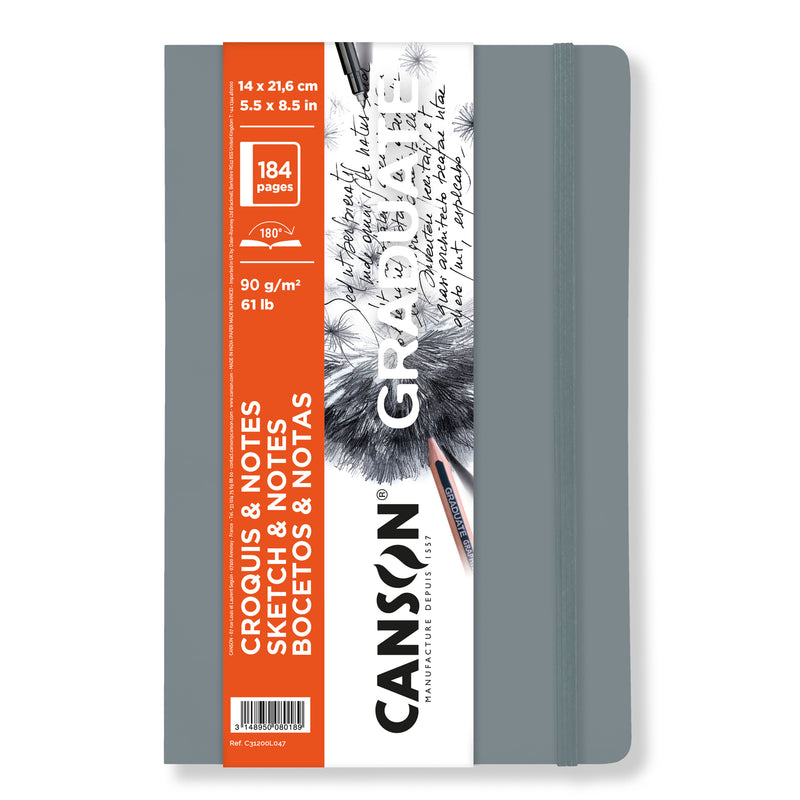 Sketch & Notes Art Bk Lt Gray Soft 5.5x8.5in Canson Graduate 92 Shts