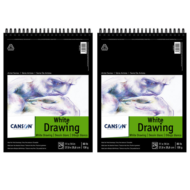 Artist Series Drawing Pad, Bright White, Top Wire Binding, 24 Sheet, 11x14 inch, Pack of 2