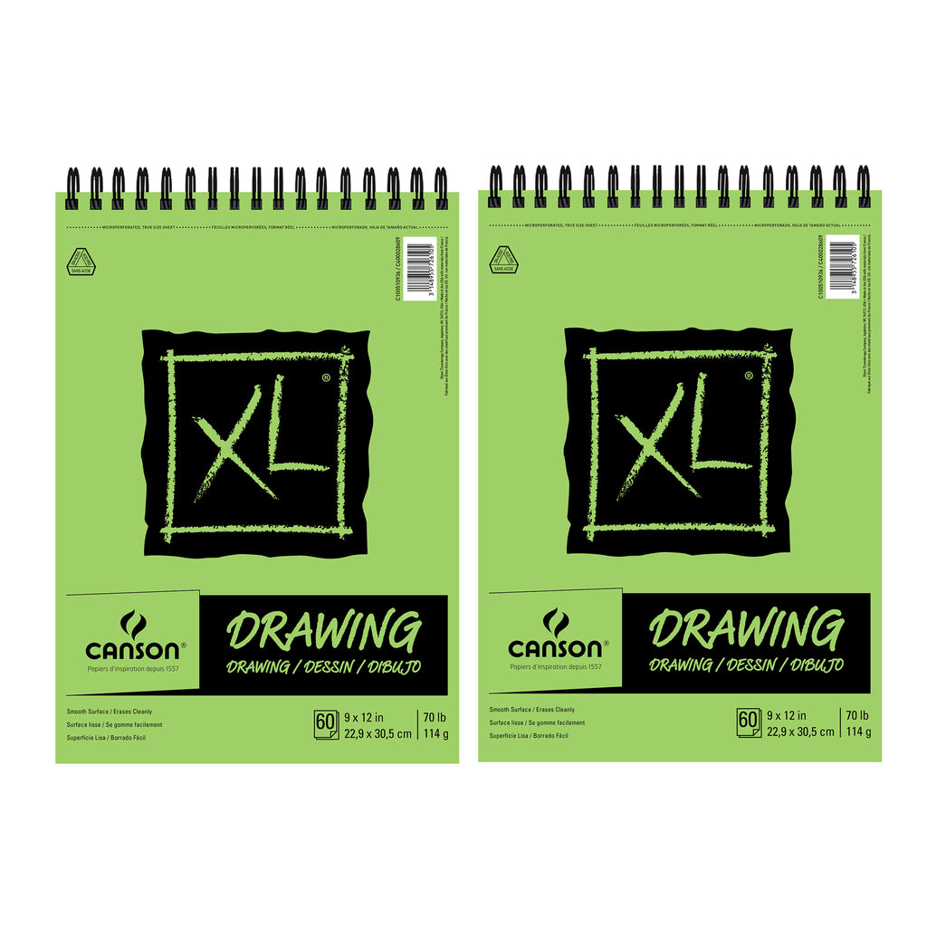 XL Series Drawing Pad, Top Wire Binding, 60 Sheet, 9x12 inch, Pack of 2