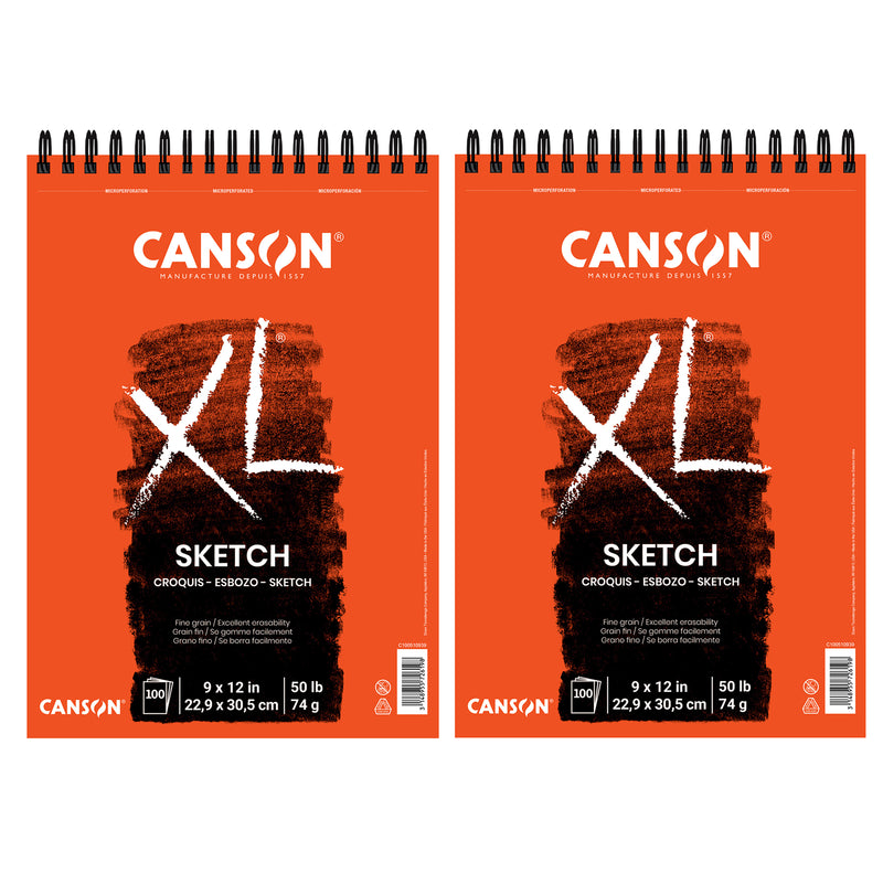 XL Series Sketch Pad, Top Wire Binding, 100 Sheet, 9x12 inch, Pack of 2