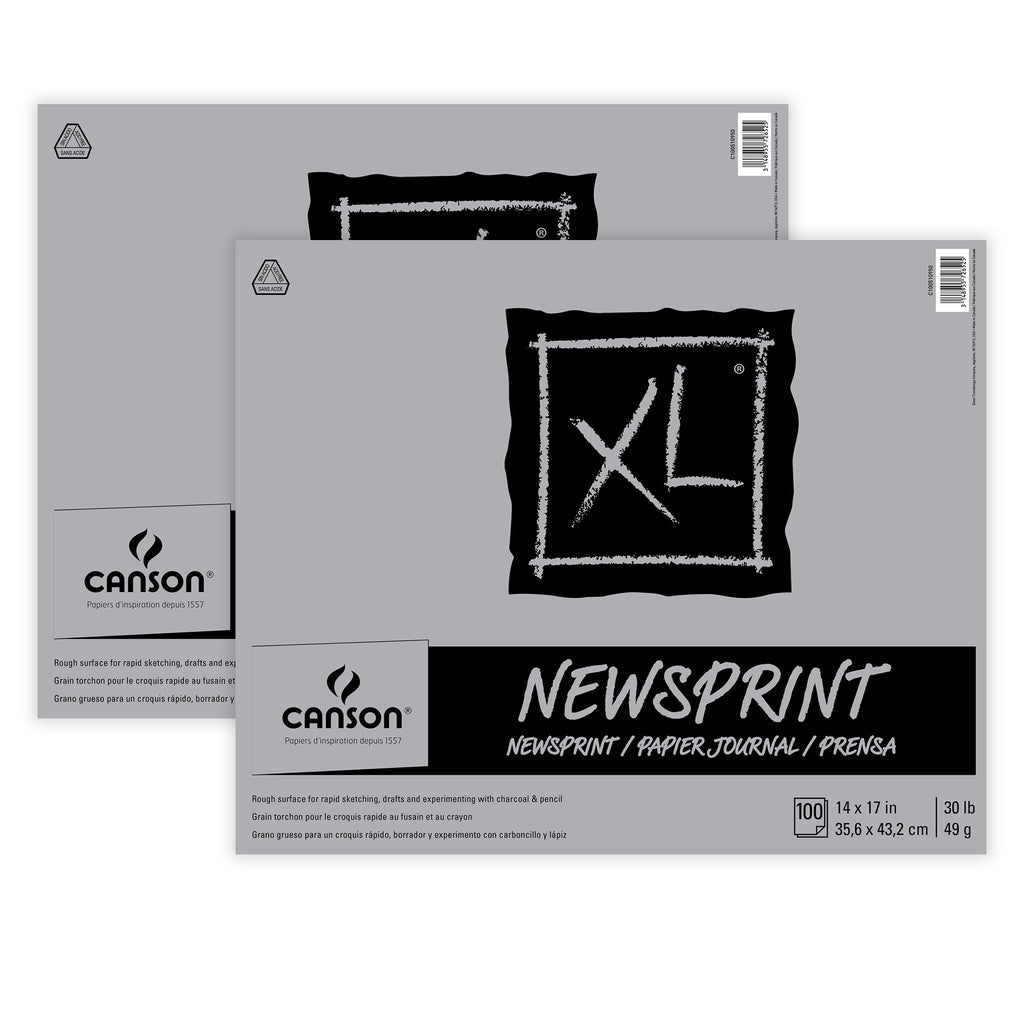 XL Series Newsprint Pad, Tape Binding, 100 Sheet, 14x17 inch, Pack of 2