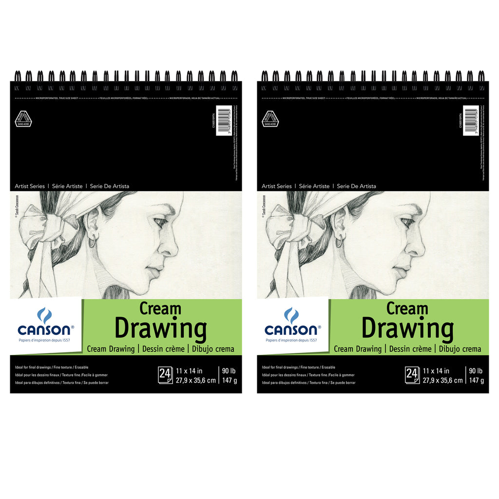 Artist Series Drawing Pad, Cream Tone, Top Wire Binding, 24 Sheet, 11x14 inch, Pack of 2