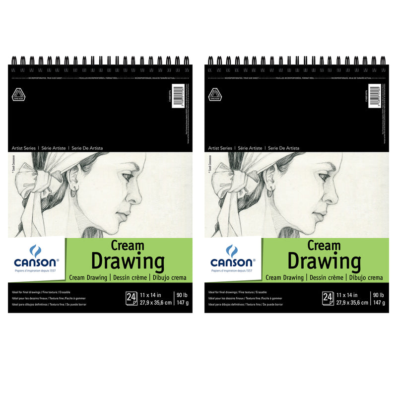 Artist Series Drawing Pad, Cream Tone, Top Wire Binding, 24 Sheet, 11x14 inch, Pack of 2