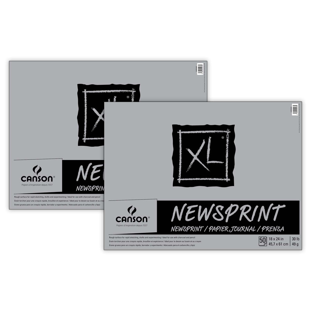 XL Series Newsprint Pad, Foldover Binding, 50 Sheet, 18x24 inch, Pack of 2
