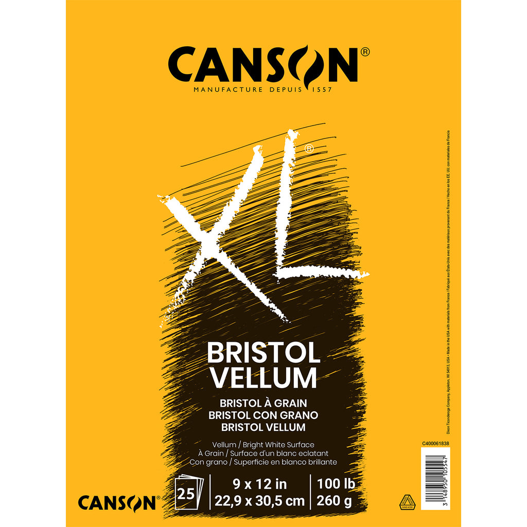 Xl Bristol Pad Vellum Fold 9x12in Canson 25 Sheets