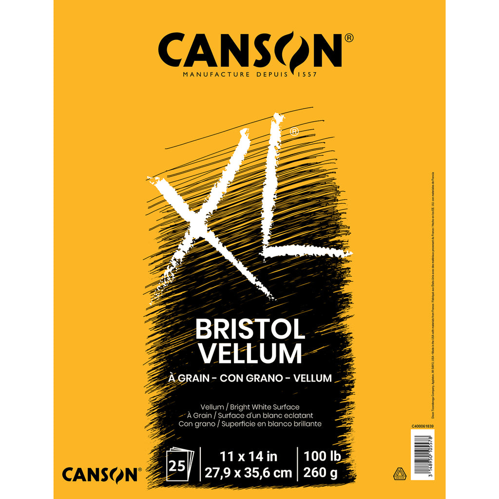 Xl Bristol Pad Vellum Fold 11x14in Canson 25 Sheets