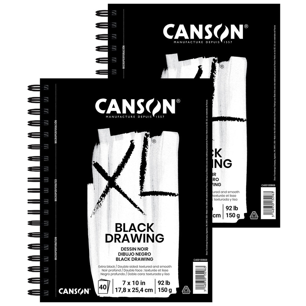 XL Series Drawing Pad, Black, Side Wire Binding, 10 Sheet, 7x10 inch, Pack of 2