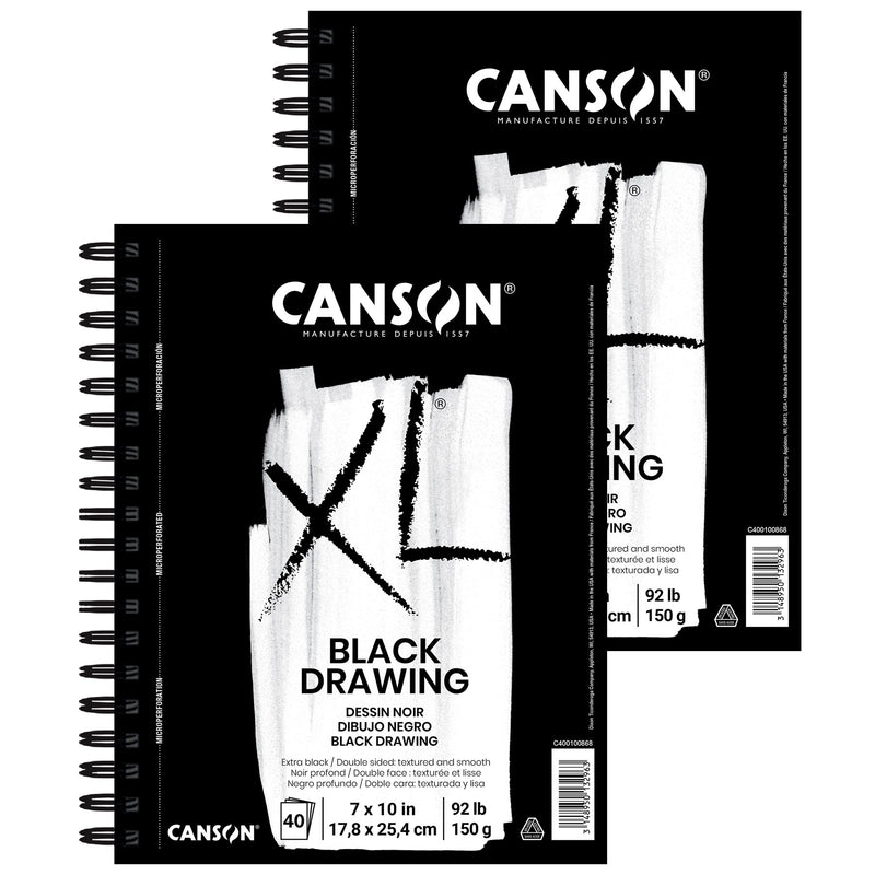 XL Series Drawing Pad, Black, Side Wire Binding, 10 Sheet, 7x10 inch, Pack of 2