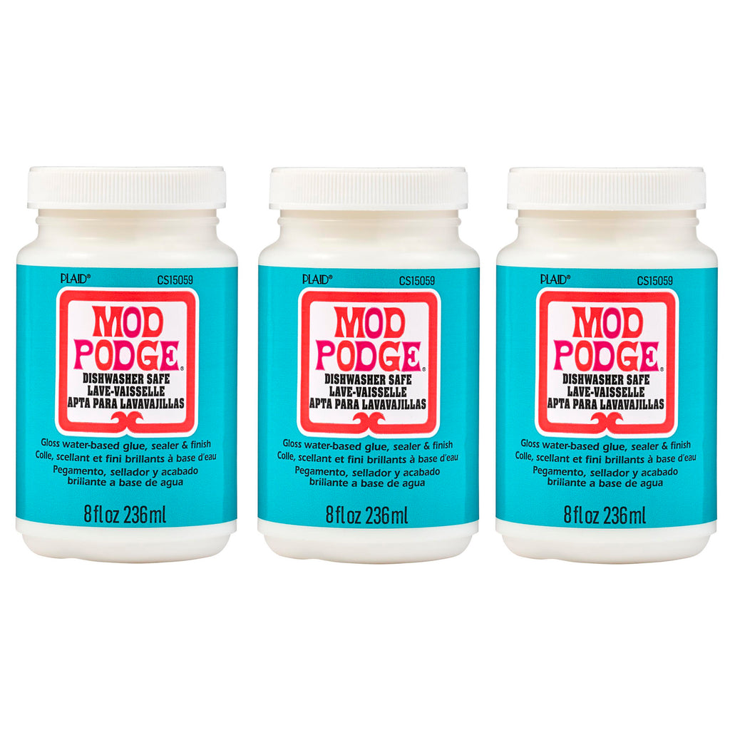 Decoupage Glue, Dishwasher Safe Gloss, 8oz., Pack of 3